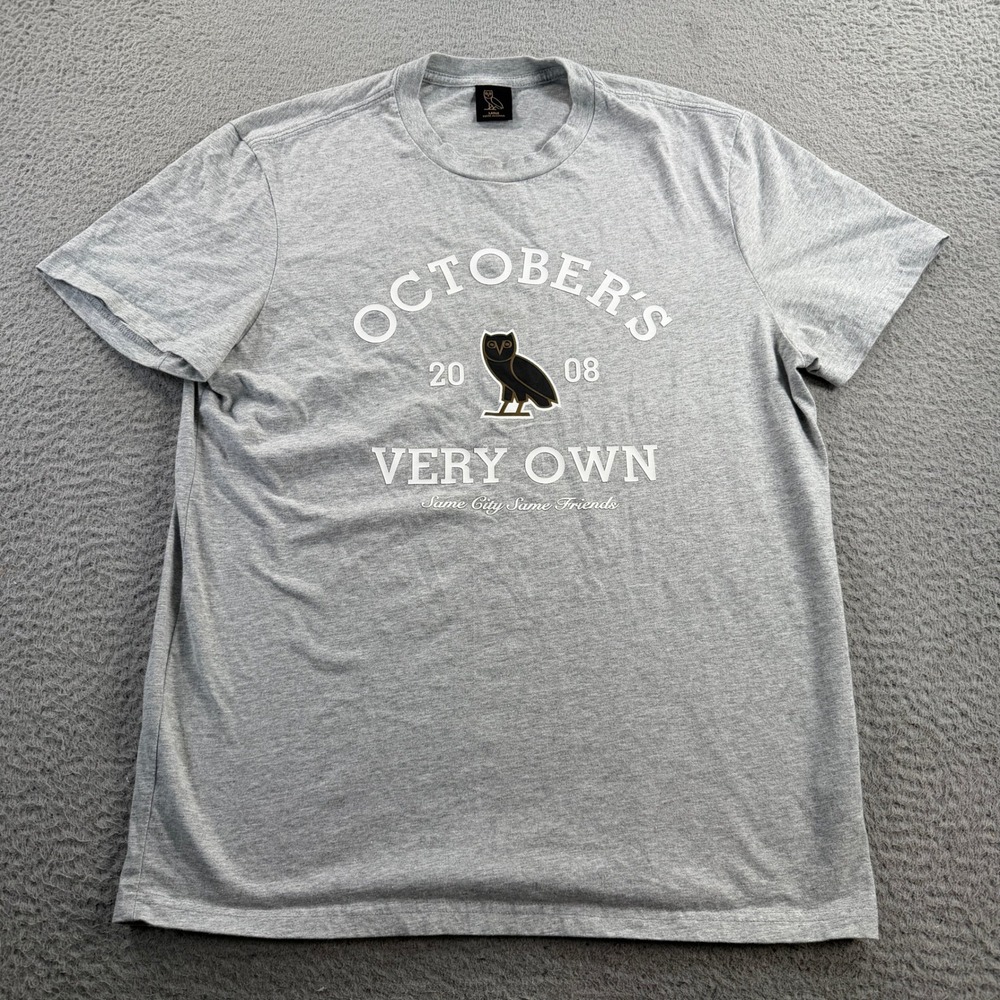 OVO Octobers Very Own Shirt Mens Large Grey Owl Graphic Same City Same Friends